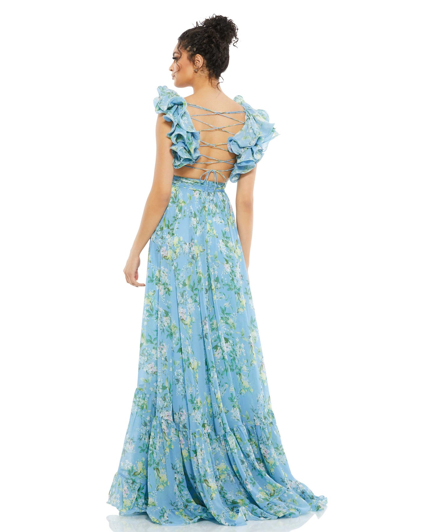 Ruffle Tiered Floral Cut-Out Chiffon ...